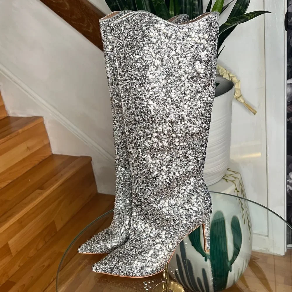 New Free People Vicenza After Midnight Sequin Boots